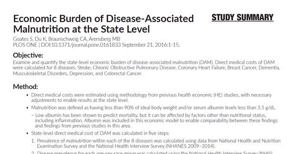 Economic Burden of Disease-Associated Malnutrition at the State Level