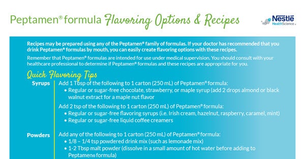 Peptamen® formula Flavoring Options & Recipes Peptamen® formula Flavoring Options & Recipes