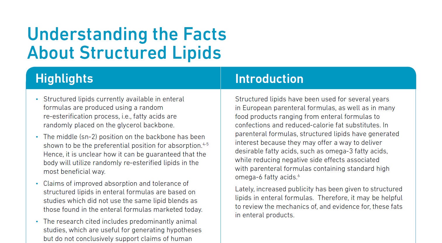 Understanding the Facts about Structured Lipids Understanding the Facts about Structured Lipids