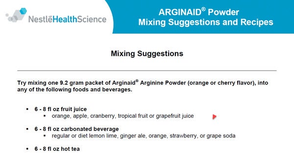 ARGINAID® Powder Mixing Suggestions and Recipes