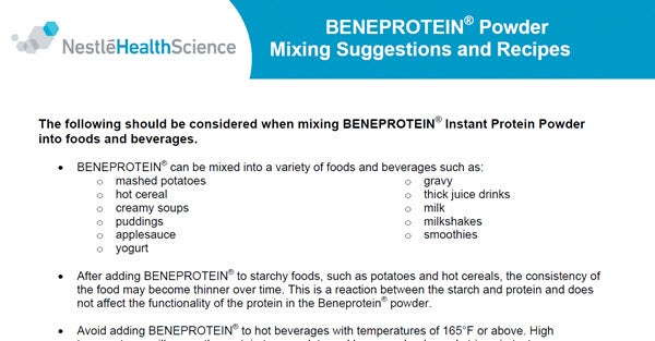 BENEPROTEIN® Powder Mixing Suggestions and Recipes