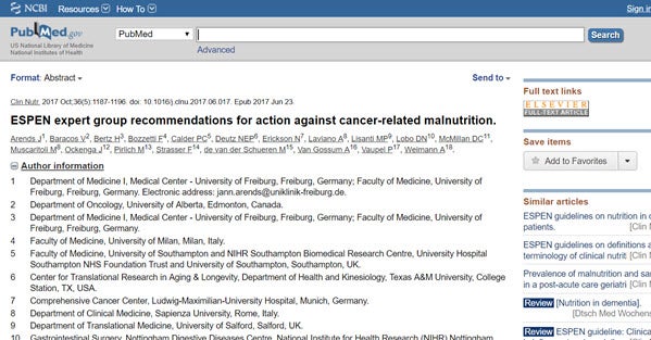 ESPEN Expert Group Recommendations For Action Against Cancer-Related Malnutrition
