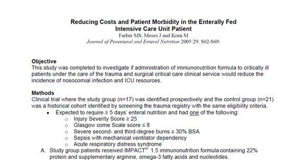 Reducing Costs and Patient Morbidity in the Enterally Fed Intensive Care Unit Patient