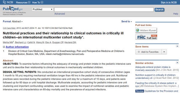 Nutritional practices and their relationship to clinical outcomes in critically ill children - An international multicenter cohort study