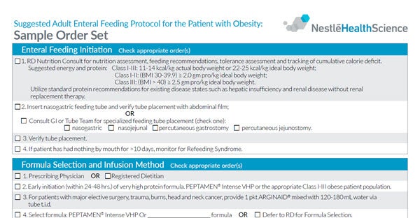 Suggested Adult Enteral Feeding Protocol for the Patient with Obesity