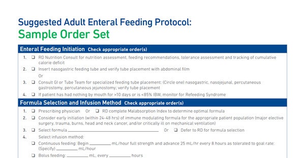Suggested Adult Enteral Feeding Protocol
