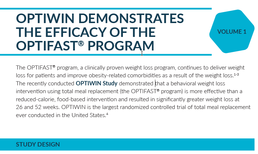 OPTIWIN DEMONSTRATES THE EFFICACY OF THE OPTIFAST® PROGRAM