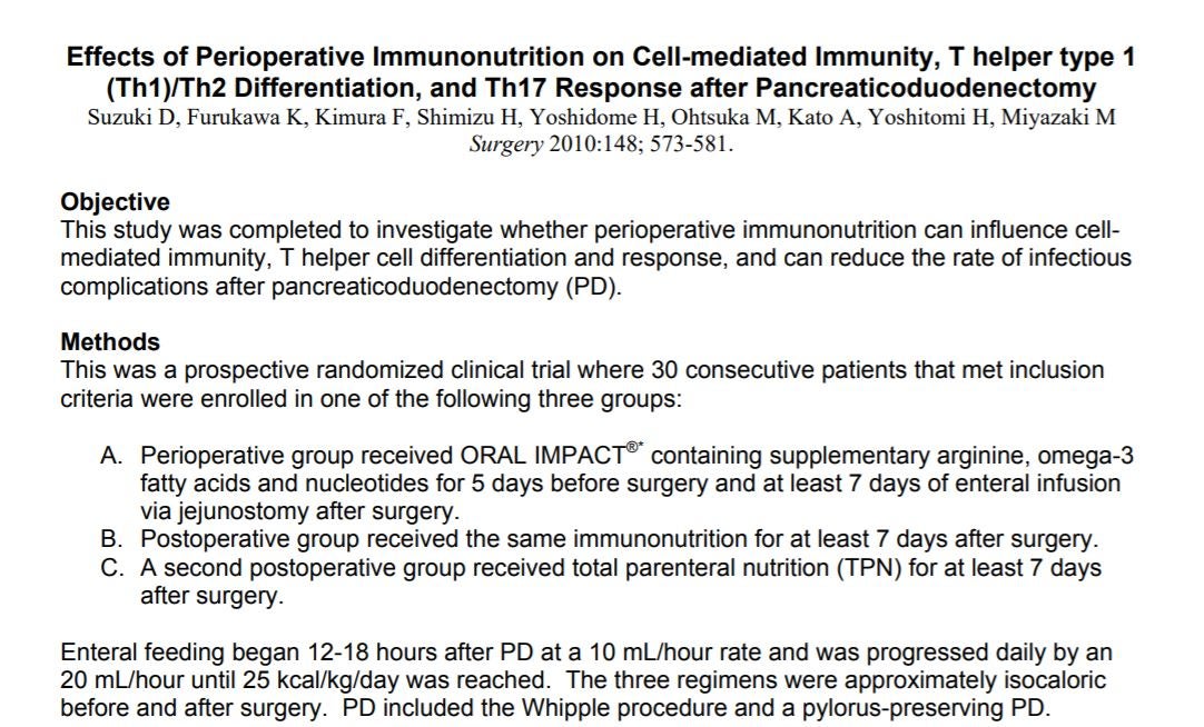 Effects of Perioperative Immunonutrition on Cell-mediated Immunity