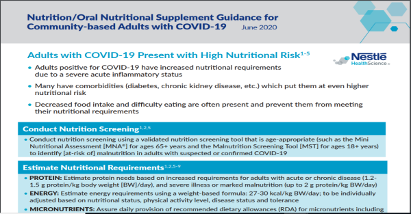 ONS Guidance for Feeding Community-Based Adults with COVID-19