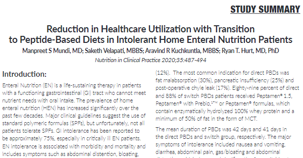 Reduction in Healthcare Utilization with Transition to Peptide-Based Diets (Study)