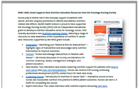 ONS Grant Nutrition Resources