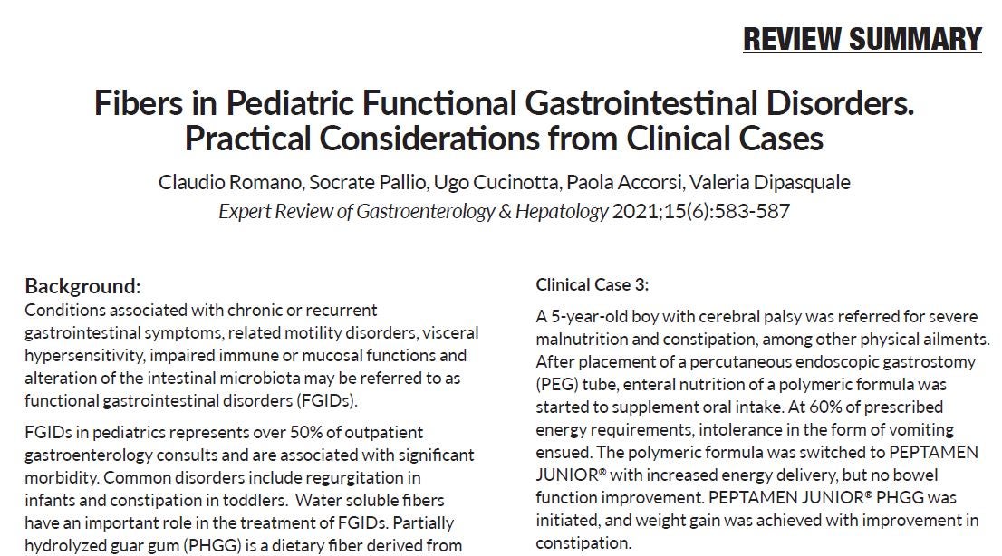 Romano Study Summary: Fibers in Pediatric Functional Gastrointestinal Disorders