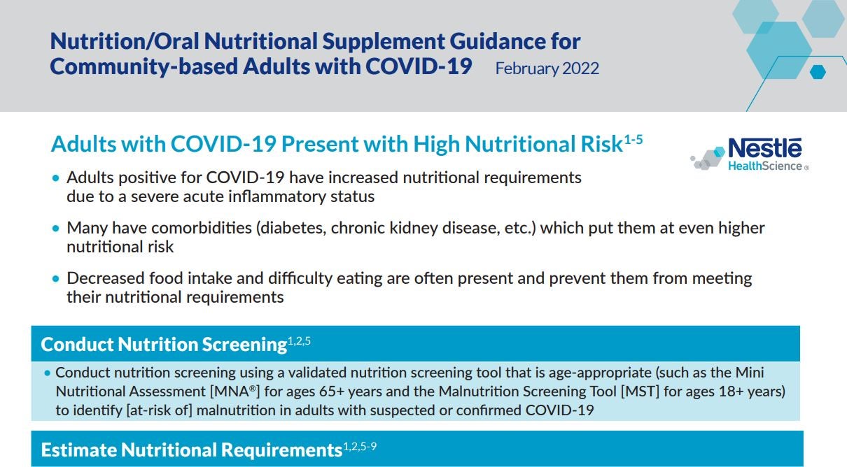 Nutrition Oral Nutritional Supplement Guidance for Community-based Adults with COVID-19