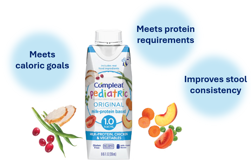 Compleat Pediatric Original 1.0 helps children with neurological impairment meet calorie and protein goals