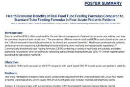 Health Economic Benefits of Real Food Tube Feeding Formulas Compared to Standard Tube Feeding Formulas