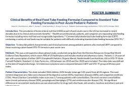 Study Summary: Clinical Benefits of Real Food Tube Feeding Formulas Compared to Standard Tube Feeding Formulas in Post-Acute 