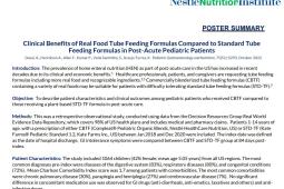 Study Summary: Clinical Benefits of Real Food Tube Feeding Formulas Compared to Standard Tube Feeding Formulas in Post-Acute Pediatric Patients Study Summary: Clinical Benefits of Real Food Tube Feeding Formulas Compared to Standard Tube Feeding Formulas in Post-Acute