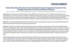 Study Summary: Clinical Benefits of Real Food Tube Feeding Formulas Compared to Standard Tube Feeding Formulas in Post-Acute 
