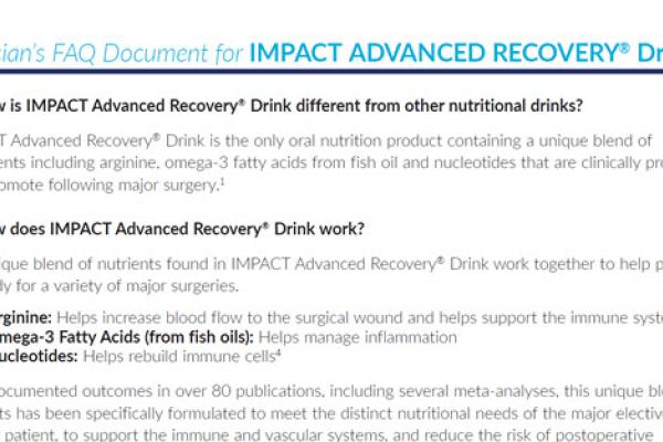 Clinician FAQs for IMPACT Advanced Recovery Drink