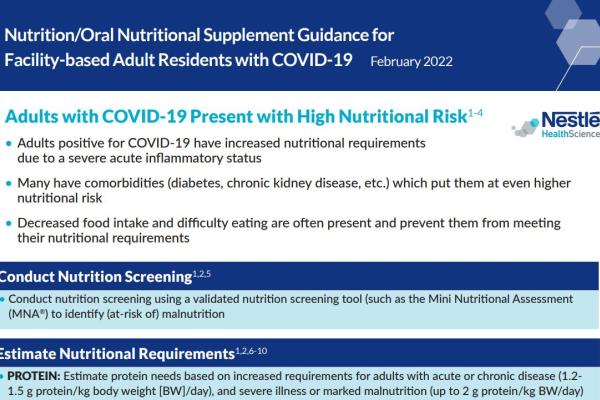 Nutrition Oral Nutritional Supplement Guidance for Facility-based Adult Residents with COVID-19