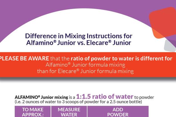 Alfamino Junior vs. Elecare Junior Mixing Instructions