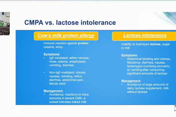 Webinar about the difference between cow's milk protein allergy and lactose intolerance