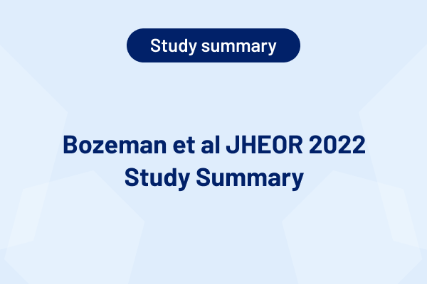 Bozeman et al JHEOR 2022 Study Summary