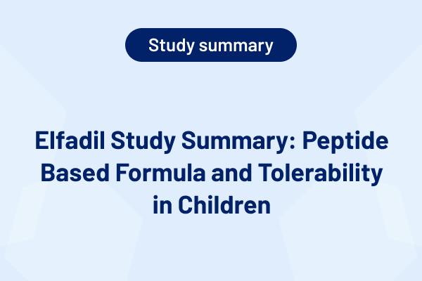 Elfadil Study Summary: Peptide Based Formula and Tolerability in Children
