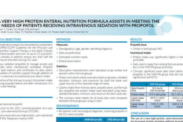 Use of a very high protein enteral nutrition formula assists in meeting the protein need of patients receiving intravenous se