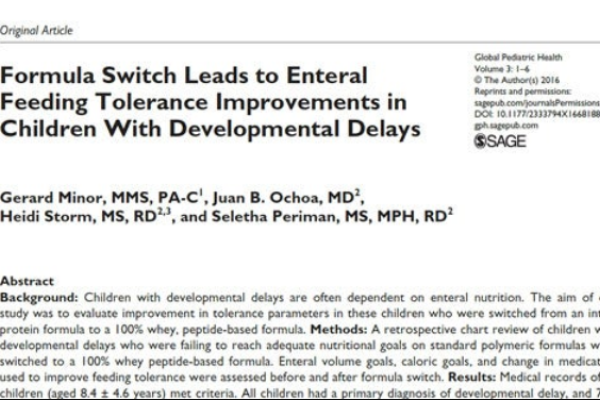 Formula Switch Leads to Enteral Feeding Tolerance Improvements in Children With Developmental Delays