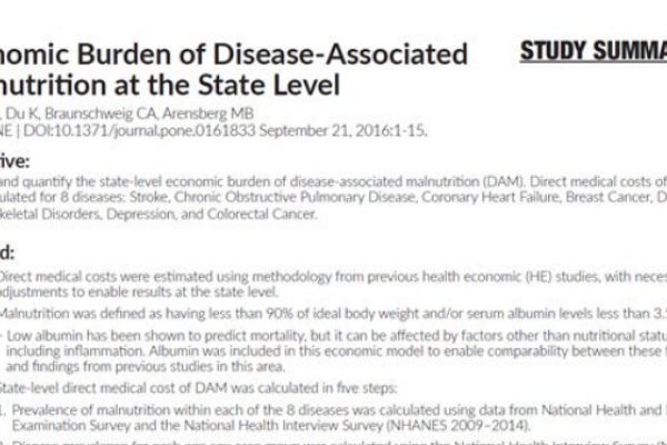 Economic Burden of Disease-Associated Malnutrition at the State Level