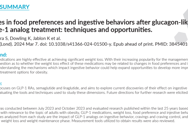 Changes in food preferences and ingestive behaviors after glucagon-like peptide-1 analog treatment: techniques and opportunit