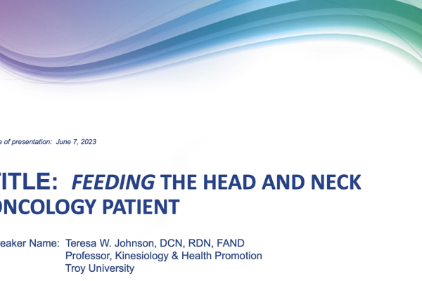 Feeding the Head and Neck Oncology Patient