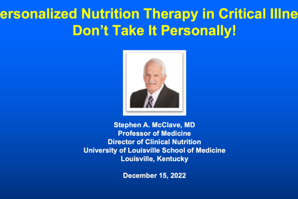 Personalized Nutrition in the ICU