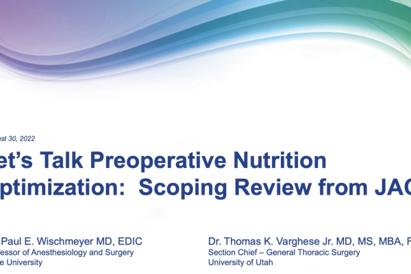 Let’s Talk Preoperative Nutrition Optimization