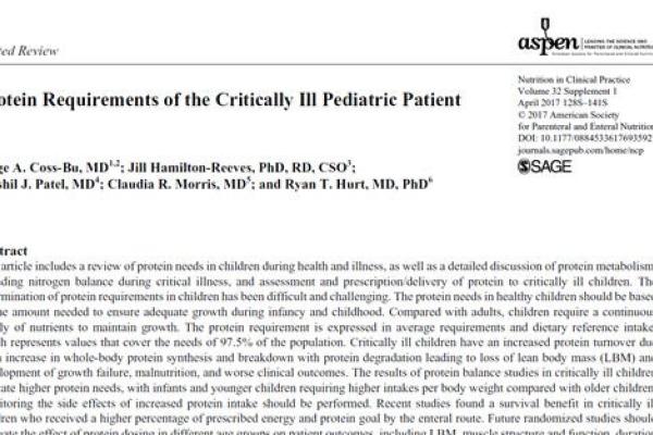 Protein Requirements of the Critically Ill Pediatric Patient