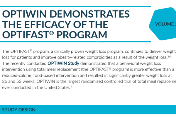 OPTIWIN DEMONSTRATES THE EFFICACY OF THE OPTIFAST® PROGRAM