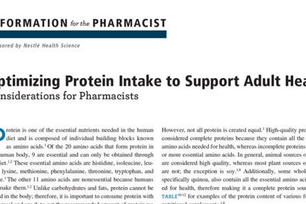 Optimizing Protein Intake to Support Adult Health