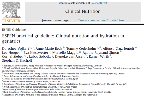 ESPEN Guideline on Clinical Nutrition and Hydration in Geriatrics (2022)