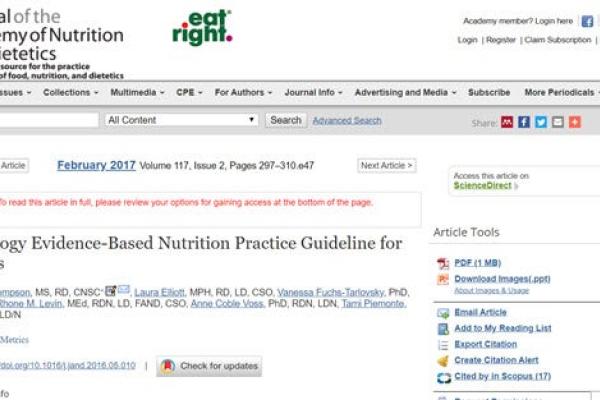 Oncology Evidence-Based Nutrition Practice Guideline for Adults, by Academy of Nutrition and Dietetics