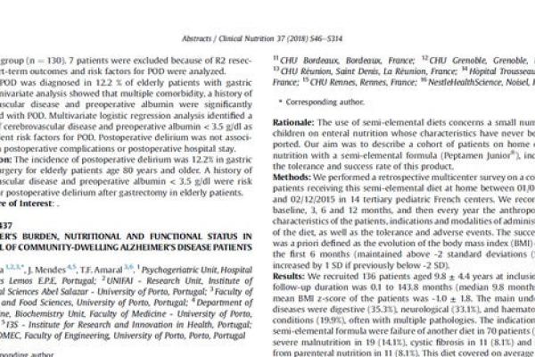 Experience of using a semi-elemental formula for home EN in children - A French multicenter study (ESPEN 2018)