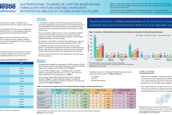 NASPGHAN Abstract 760: GI tolerance of a peptide-based formula with fruit and vegetable ingredients