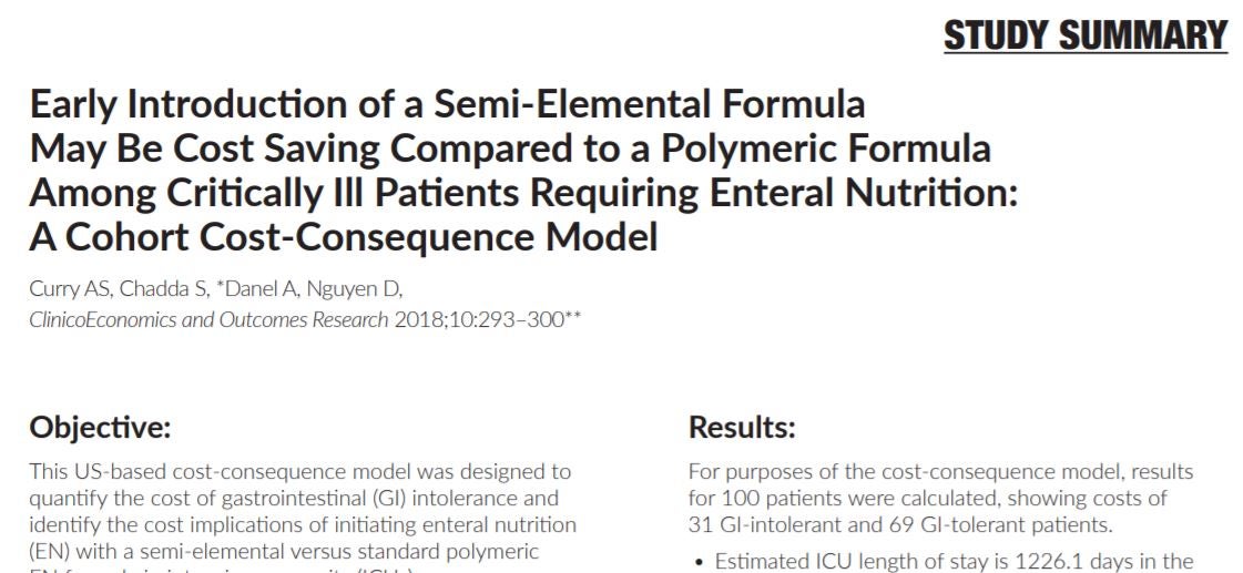 Early Introduction of a Semi-Elemental Formula May Be Cost Saving Compared to a Polymeric Formula Among Critically Ill Patients by Curry
